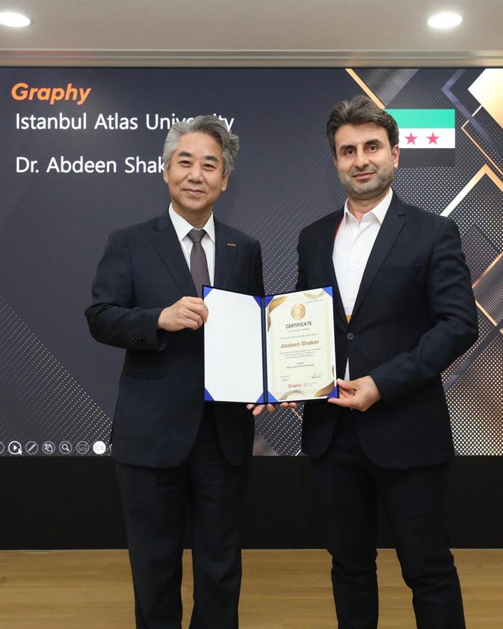 Dr. Abdeen Shaker receiving a Graphy technical training certificate in Seoul, South Korea.
